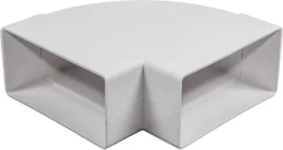 Zdjęcie produktu dla Kanał powietrza wywiewanego płaski 55x110mm kąt 90° zagięcie kanału kątowe poziome kanał płaski PVC