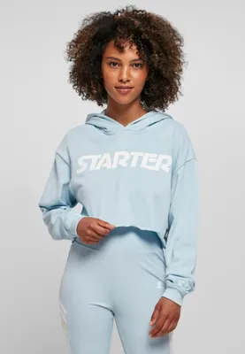 Zdjęcie produktu dla Damska bluza z kapturem Ladies Starter Cropped Hoody w kolorze icewaterblue – rozmiar M