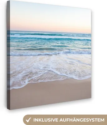 Produktbild von MuchoWow® - Leinwandbilder - Strand - Meer - Pastell, Wandbild, Wanddeko Bilder Wohnzimmer, 90x90 cm