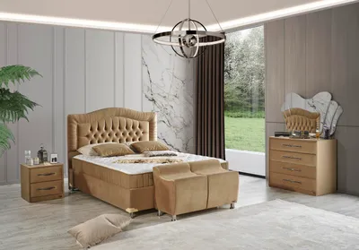 Schlafzimmer-Set 'Mirabella' – Bett mit Bettkasten, Nachttische, Kommode, Bettbank, mit Matratze
