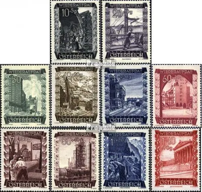 Produktbild von Briefmarken Österreich 1948 Mi 858-867 (kompl.Ausg.) postfrisch Wiederaufbau