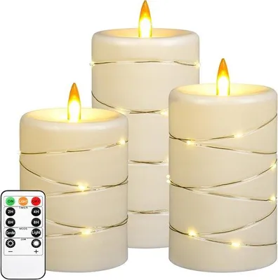 Produktbild von LED-Set mit Timer und Fernbedienung - sehr realistisches Flammenlicht -