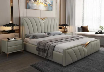 Produktbild von Designer Bett Schlafzimmer Betten Leder Hotel Luxus Polster Italienische Möbel!