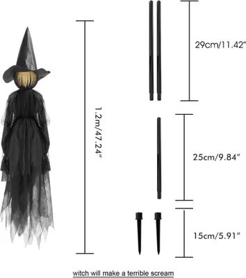 Obrázok produktu pre Halloween strašidelný čarodejník so 7 farbami LED svetiel držiacich ruky čarodejníc so zvukovým senzorom Halloween vonkajší dekor