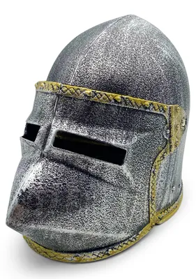 Produktbild von BestSaller 1423 Helm Hundsgugel mit beweglichem Klappvisier für Kinder, Kunststoff, silber/gold