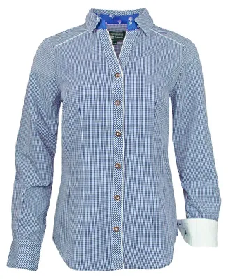 Produktbild von Maddox Damen Langarm Trachtenbluse Innsbruck - Blau Kobalt Größe: 36
