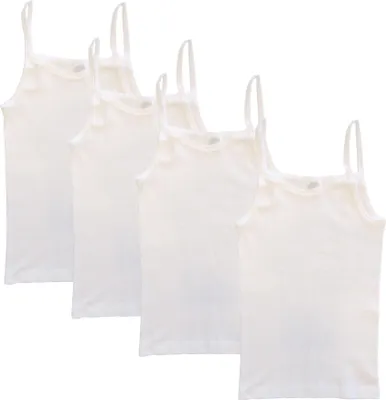 Produktbild von HERMKO 2460 4er Pack Mädchen Träger Top, Unterhemd aus Baumwolle, Farbe:weiß, Größe:176