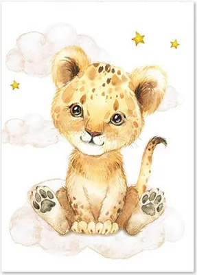 Produktbild von TPFLiving Kunstdruck LW-1043 (OHNE RAHMEN) Poster - Leinwand - Wandbild - Hochauflösender Giclée-Druck, langlebig und hochwertig - Tiger, Giraffe, Pandabär, Elefantenbaby, Zebra - Für Kinderzimmer -  - Größe: 60x80cm