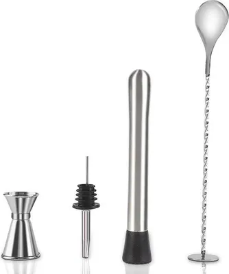 Immagine prodotto di Set da cocktail con cubetti e mortaio - set di accessori da bar di alta qualità per preparare drink perfetti