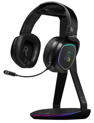 Produktbild von Kopfhörer-/Headset-Ständer – THE G-LAB – K-STAND HYDROGEN – 2 USB-Anschlüsse – Schwarz