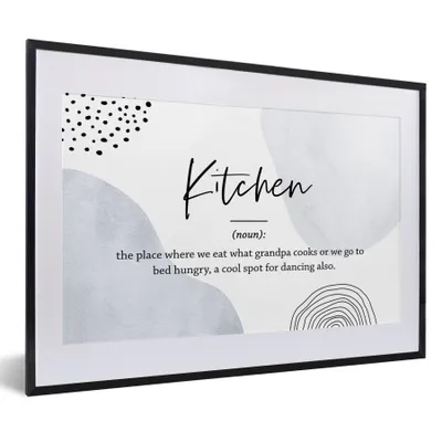 Produktbild von MuchoWow® Gerahmtes Poster Sprichwörter - Zitate - Küche - Definition Küche - Wörterbuch 60x40 cm - Poster mit Schwarzem Bilderrahmen Wandposter Rahmen Foto Bilder - Schlafzimmer - Plakat in Rahmen - Drucken