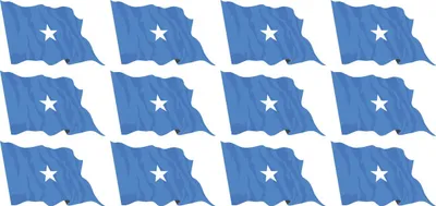 Produktbild von Mini Aufkleber Set - Pack wehend - 50x31mm - selbstklebender Sticker - Somalia - Flagge / Banner / Standarte fürs Auto, Büro, zu Hause und die Schule - 12 Stück