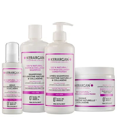Image de Kerargan - Kit volume shampooing, après-shampooing, masque et sérum à la biotine et au collagène