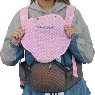 Produktbild von Baby Deer Babytrage mit verstellbarem Gurt Kindertrage Hüftsitz Sitz Rosa / Grau