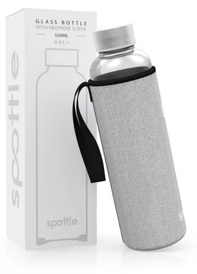 Immagine prodotto di Bottiglia d'acqua in vetro con rivestimento in neoprene, capacità 550 ml
