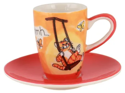 Produktbild von Mila Keramik Espresso-Tasse + Untere, Oommh Katze in Balance