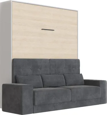 Produktbild von SMARTBett Schrankbett M1 140x200 Vertikal  mit Sofa Anthrazit Weiss / Kaiser Eiche