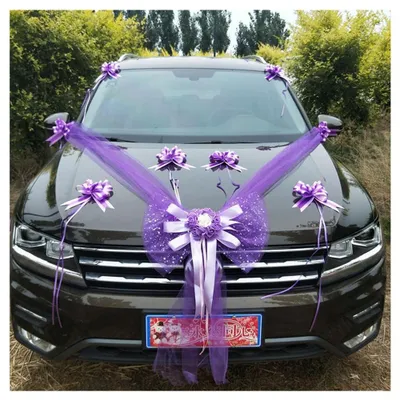 Produktbild von Hochzeitsauto-Dekoration mit Tüll und Blumen für Zeremonien