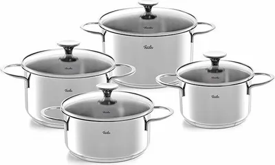 Produktbild von Fissler Copenhagen / Edelstahl-Topfset, 4-teilig, Kochtopf-Set, Töpfe mit Glas-Deckel, 3 Kochtöpfe, 1 Bratentopf - Induktion