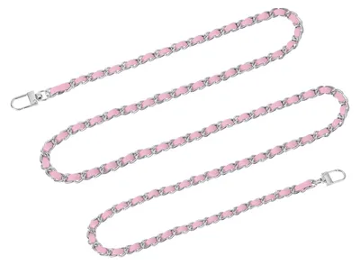 Produktbild von Taschenkette - Ersatzriemen mit Metallschnallen - für Schulter- und Crossbody-Taschen - 140 cm - Rosa Riemen mit silberner Kette
