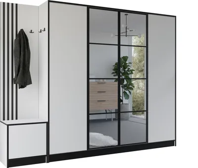 Image de KIER FURNITURE Armoire EDEN, armoire de chambre, penderie, armoire d'entrée, blanche, 259,6 x 205 x 39 cm
