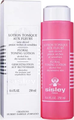 A product shot of a bottle of Sisley Floral Toning Lotion and its packaging.