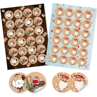 Produktbild von 2 x 24 Weihnachtsmann Aufkleber - Merry Christmas Weihnachten Sticker