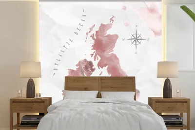 Produktbild von MuchoWow® Fototapete für Wohnzimmer oder Schlafzimmer Wandtapete Vinyl Motivtapete Karte - England - Aquarell - 240x240 cm - Schlafzimmer-Tapete
