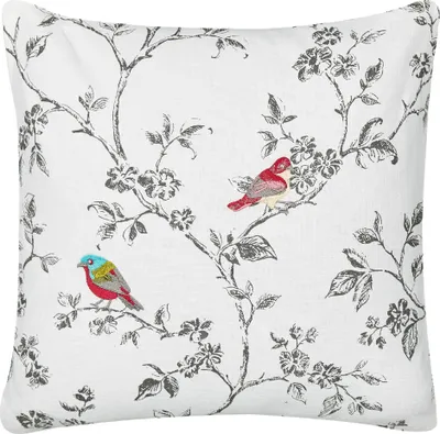 Produktbild von BELIANI Dekokissen Weiß Baumwolle 45 x 45 cm mit Vogelmotiv Bestickt Quadratisch Modern Sofa Bett Sessel Wohnzimmer Schlafzimmer Kinderzimmer