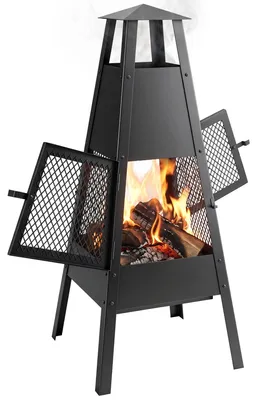 Produktbild von Outsunny Feuerschale 41 x 40,5 x 97 Feuerstelle mit konischem Zugkamin