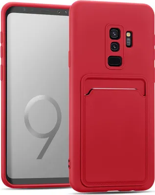 Produktbild von Conie Schutzhülle für Samsung Galaxy S9 Plus mit Kartenfach Tasche Case Cover Bumper Silikon Hülle in Rot