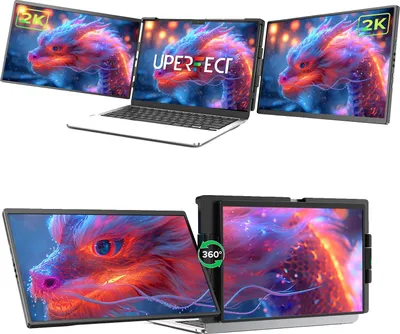 Produktbild von Panelbildschirmverlängerung, 14 Zoll, QHD-Auflösung, Dreifachbildschirm
