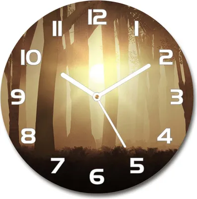 Produktbild von Wanduhr aus Glas 30fi Glasbild Glasuhr Gehärtetes Glas - weisse-zeiger - Fog in the forest