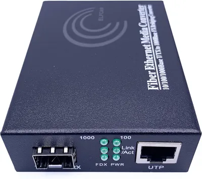 Immagine prodotto di Elfcam - Convertitore in fibra Ethernet, modulo RJ45 Gigabit/Mini-GBiC SFP (porta SFP 1,25 G) multimodale monomodale/0,55-20 km (1 pezzo)