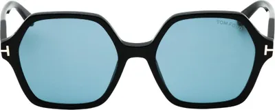 Immagine prodotto di Tom Ford - Occhiali da sole esagonali "Romy" da donna SY1256 (Taglia unica) (Nero/Blu fumo)
