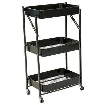Produktbild von Handwagen, Beistellwagen, Küchenwagen, Putzwagen, klappbar, shcwraz, Rollwagen