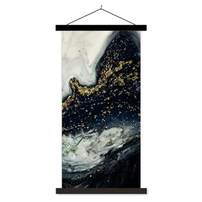Produktbild von MuchoWow® Textilposter Marmor - Naturstein - Gold 90x180 cm mit schwarzem Rahmen - Dekoration Wohnzimmer