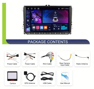 Obrázek produktu pro Autorádio – Autorádio – Autostereosystém – Multimediální přehrávač – 9palcový HD dotykový displej – Android 15