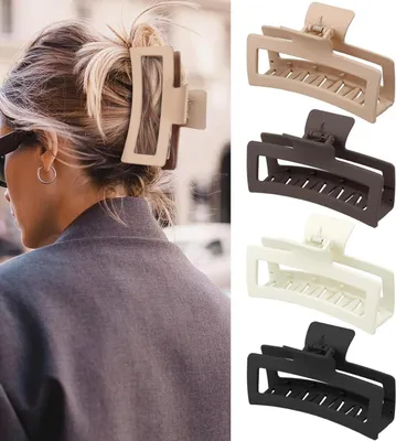Image de Pinces à cheveux extra larges pour femmes Set 13cm Antidérapant - Plastique acrylique & Ressorts métalliques - Pour cheveux longs et épais