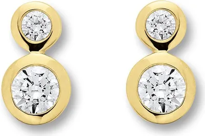 Image de Clou d'oreille zirconium 333/- or jaune pierre précieuse blanche