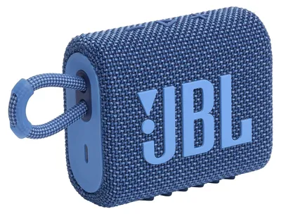 Produktbild von JBL GO 3 Eco – Kleine Bluetooth Box aus recyceltem Material - Blau – Wasserfester, tragbarer Lautsprecher für unterwegs – Bis zu 5h Wiedergabezeit mit nur einer Akkuladung