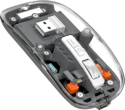 Produktbild von Magic-Refininer HXSJ Wireless Maus Bluetooth, 2,4 GHz + Bluetooth 5.0 Maus, wiederaufladbare ruhige, ultra schlanke 2400 DPI-Spiele transparente Batte