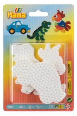 Immagine prodotto di Tappetino per perline Hama MIDI auto, pappagallo, dinosauro in plastica 3 pezzi su cartoncino 12x18x3cm