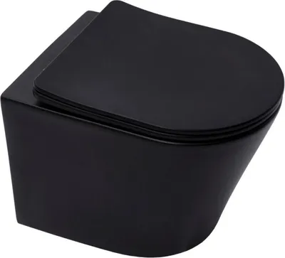 Produktbild von SAT Wand Hänge-WC kurz 48cm WC-Becken WC-Set mit SoftClose Take-Off WC-Sitz, schwarz matt