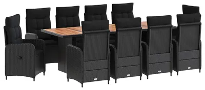 Image de Ensemble de table d'extérieur, 11 pièces, en résine tressée noire