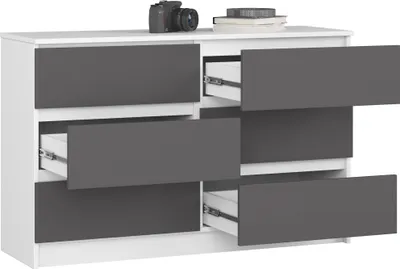 Produktbild von AKORD Furniture Factory OP0LK-120SZ6BIASZA, Weiß, 6 Schublade(n), Matt, 16 mm, 51 cm, 400 mm