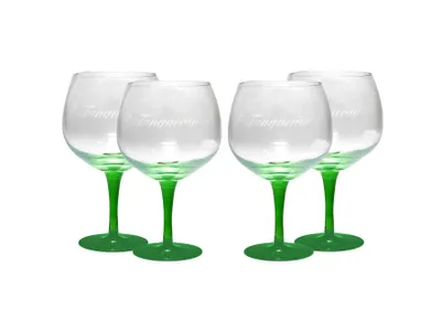 Produktbild von Tanqueray 4er Set Gin Gläser COPA Ballonglas, grüner Stiel 30cl