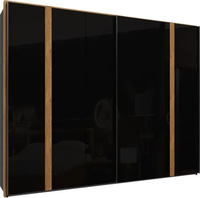Produktbild von Furniture24 Kleiderschrank TULUZA TUZS12411 Schwebetürenschrank Schwarz Hochglanz Schrank