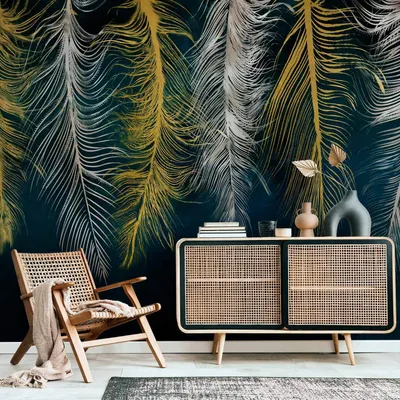 Produktbild von Vlies Fototapete - Gilded Feathers 350x256 cm Abstrakt b-A-0812-a-a