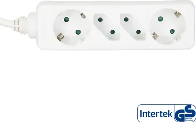 Obrázek produktu pro InLine 16441W, 1,5 m, Zahnutý, 1,5 mm², Bílá, Plast, 2 AC zásuvky / AC zásuvek